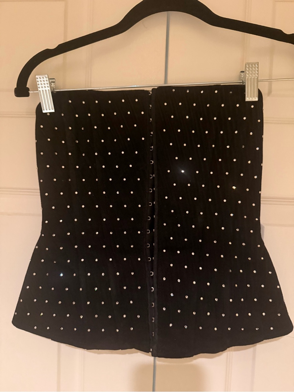 WeWoreWhat Black Strapless Top with Silver Studs